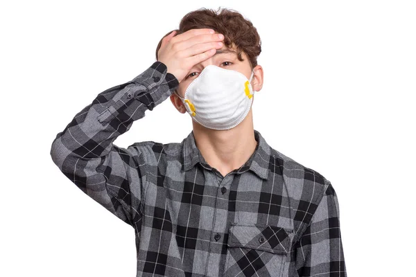 Concept Coronavirus Quarantine Sick Child Wearing Medical Protective Face Mask — Stock Photo, Image