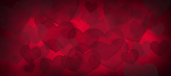 Fondo banner Día de San Valentín hecho de muchos corazones rojos. Copyspace. Concepto de amor — Foto de Stock