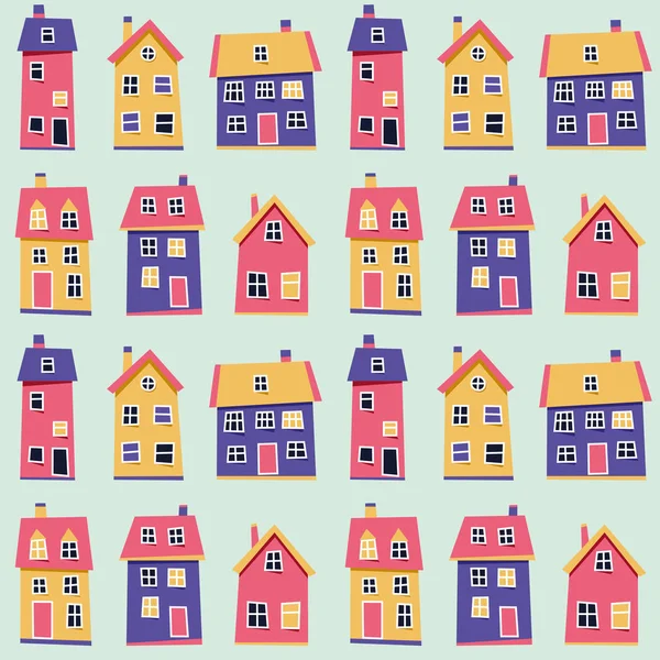 Seamless pattern with houses and cloud cute