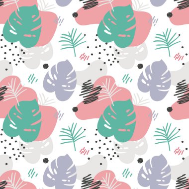 Yaprak karınca bitkileriyle renksiz vektör deseni