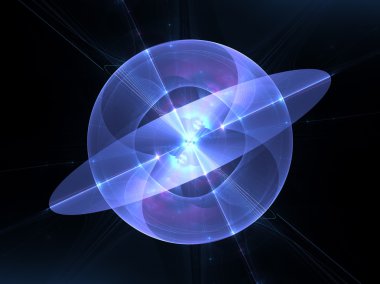 Blue and purple glowing quantum fractal clipart