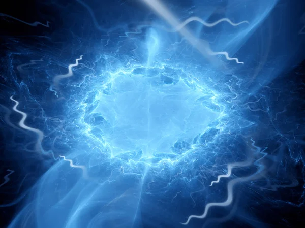 Blue glowing elliptical plasma field in space — Stock Photo, Image