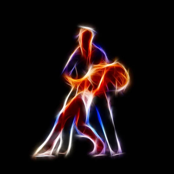 Lidenskapelig par som danser glødende konseptillustrasjon – stockfoto