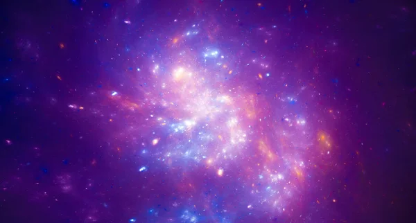 Lila glödande nebulosa i rymden — Stockfoto