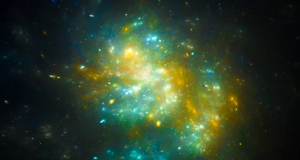 Färgstark grön nebulosa i rymden — Stockfoto