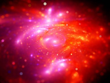 Renkli plazma satırları uzayda parçacıklar ile bilgisayar oluşturmak