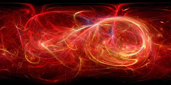 Fiery glowing curves 360 degrees fractal panorama — Stock Photo, Image