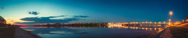 Color graded evening panorama at Komarom, Hungary — Stock Photo, Image