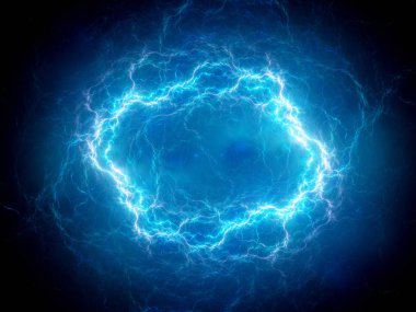 Uzayda mavi parlak küresel yüksek enerji plazma yıldırım