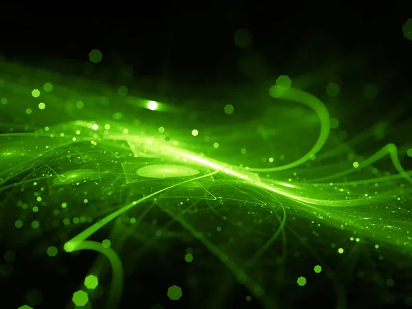 깊은 공간에 녹색 빛나는 새로운 기술 — 스톡 사진