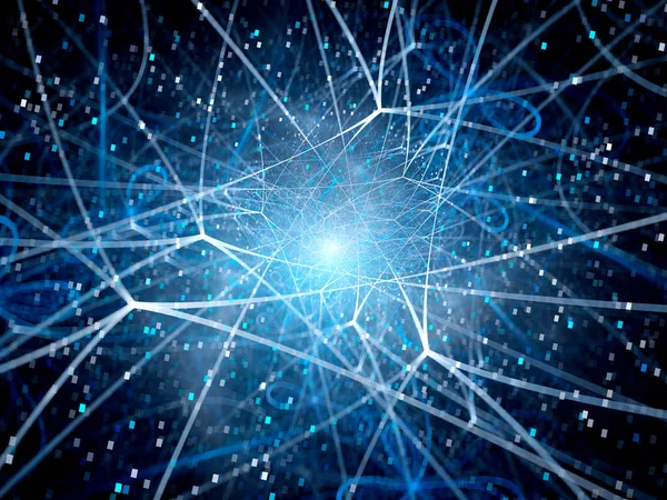 Blau leuchtende Netzwerkverbindungen im Weltraum — Stockfoto