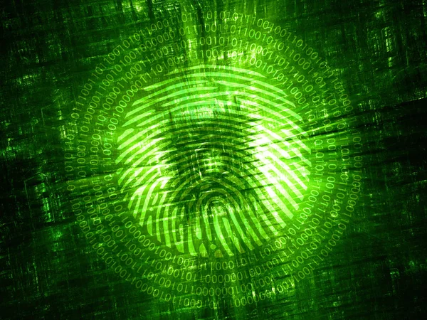 Green glowing hardware with digital fingerprint