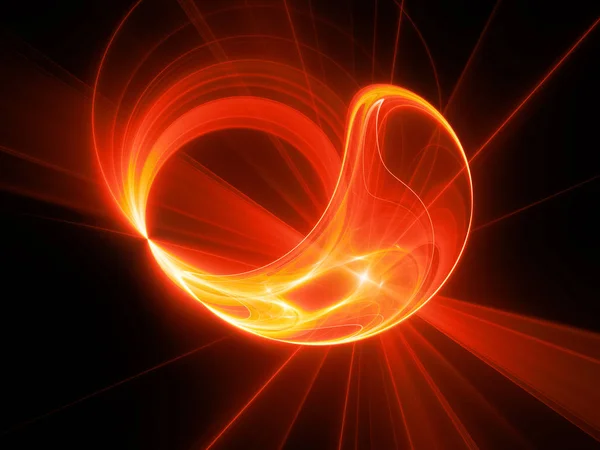 Uzayda ateşli kırmızı parlayan yüksek güç plazma disk — Stok fotoğraf