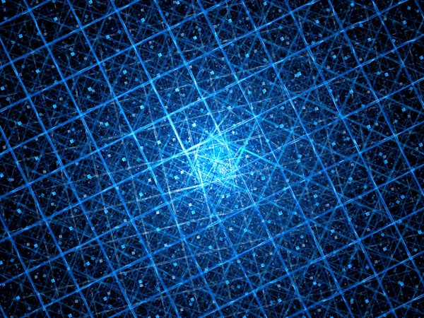 Blue glowing quantum computer with grid