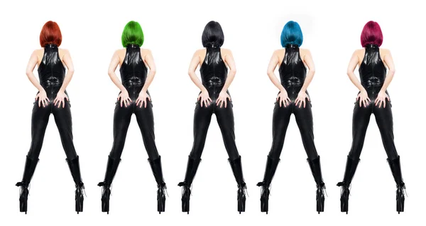 Sexy dominatrixes with various color of hair isolated — Stock Photo, Image