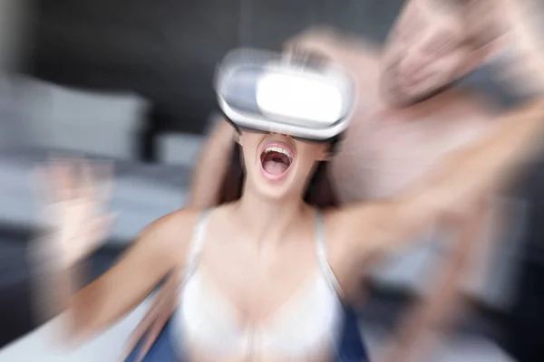 Young woman enjoying cyberspace — Stock Photo, Image