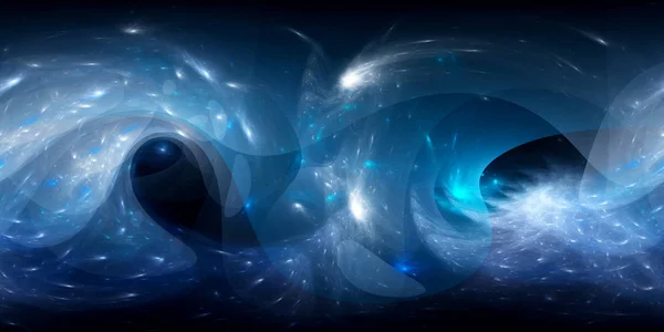 Modré zářící kruhový galaktické povrchy 360stupňového panorama — Stock fotografie