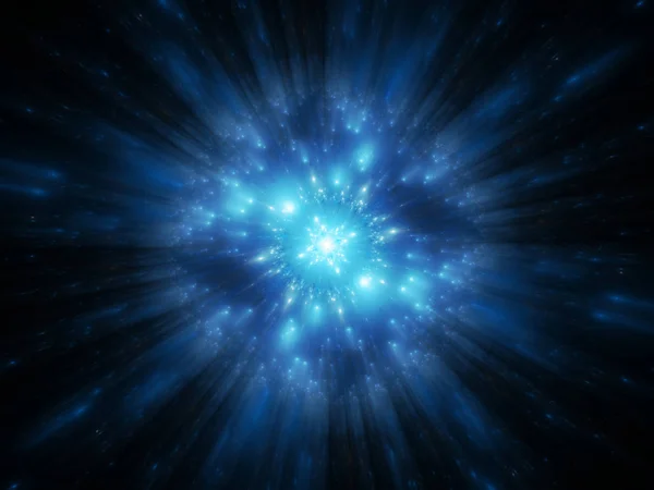 Blu incandescente oggetto multidimensionale nello spazio — Foto Stock