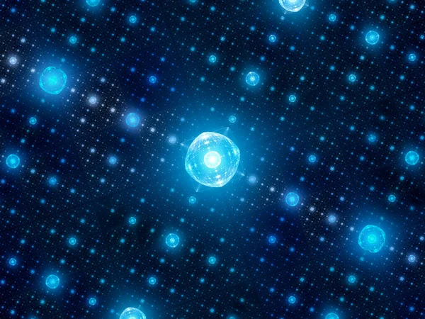 Blauwe gloeiende quantum-processors in raster — Stockfoto