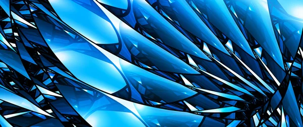 Blauwe gloeiende glas 8k breedbeeld achtergrond — Stockfoto