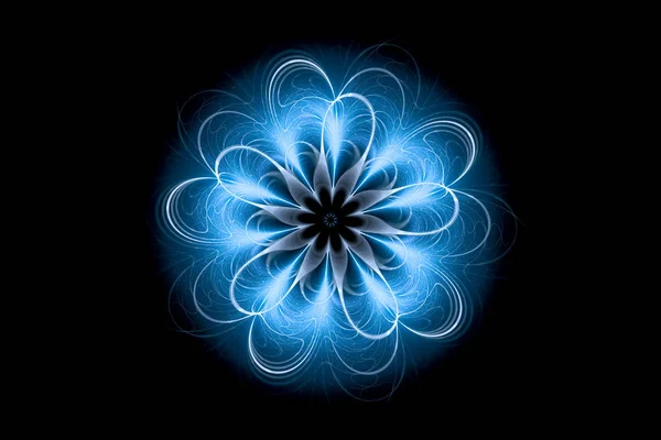 Mandala magico incandescente blu insolato — Foto Stock