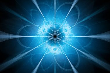 Mavi parlak nükleer teknoloji tasarım arka plan