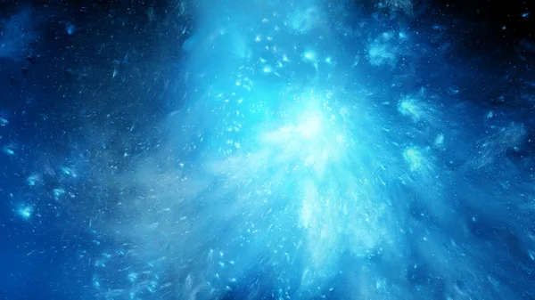 Blå glödande nebulosa i rymden — Stockfoto