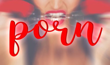 Kırmızı dudaklar ısırık kelepçe afiş, word porno seksi kadın