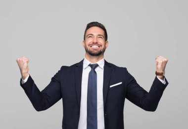 Kazanan başarılı beyaz profesyonel iş adamı