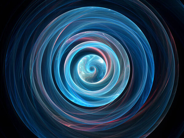 Blue glowing wavy spin in space, gravitational waves