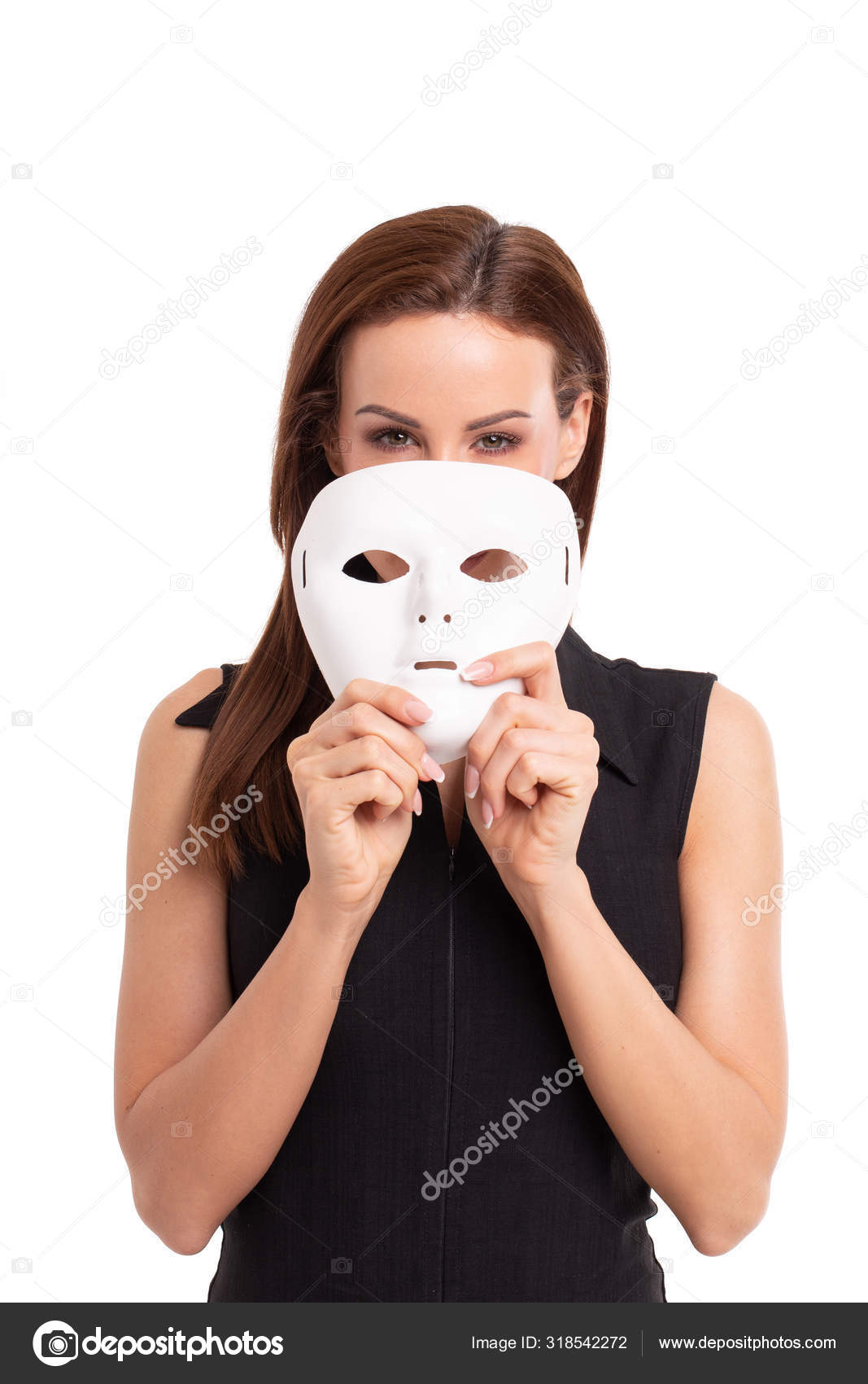 Støjende Reskyd Tænk fremad Young woman taking off mask from face isolated Stock Photo by ©sakkmesterke  318542272