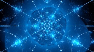 Blue glowing quantum model abstract background clipart