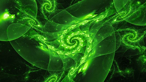 Green glowing spiral quantum, computer generated abstract background, 3D rendering