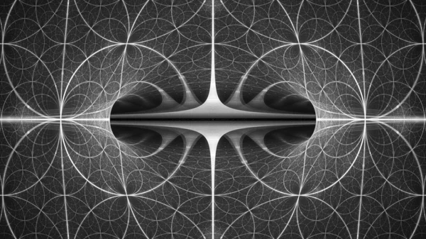 Мерный Объект Пространстве Черно Белый Эффект Компьютер Генерируется Абстрактная Интенсивная — стоковое фото