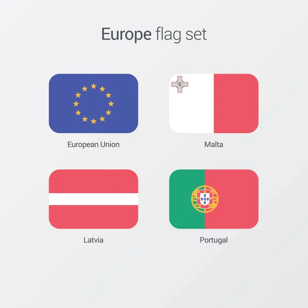 Banderas planas de los países europeos — Vector de stock