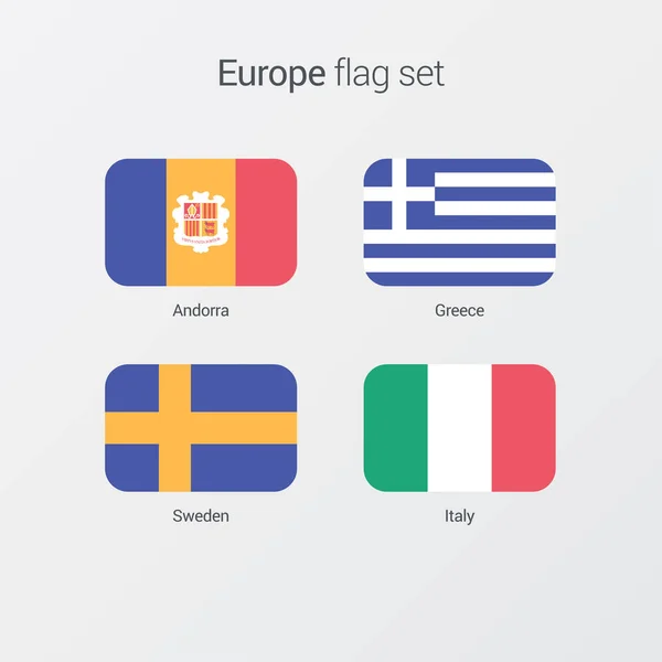 European countries flat flags set — Stock Vector