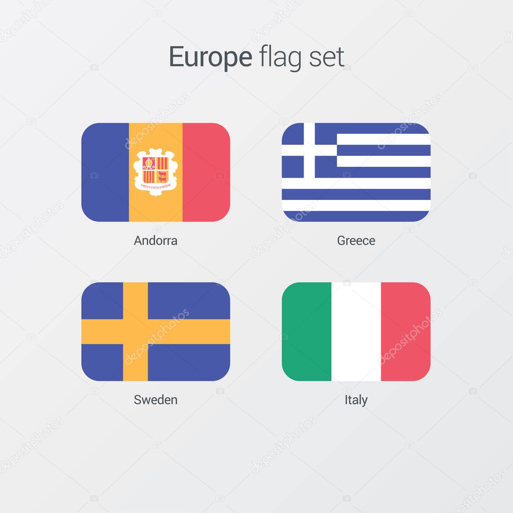 European countries flat flags set