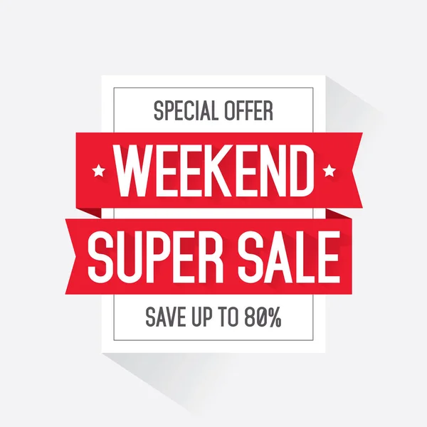 Weekend Super Sale korting Tag met schaduw — Stockvector