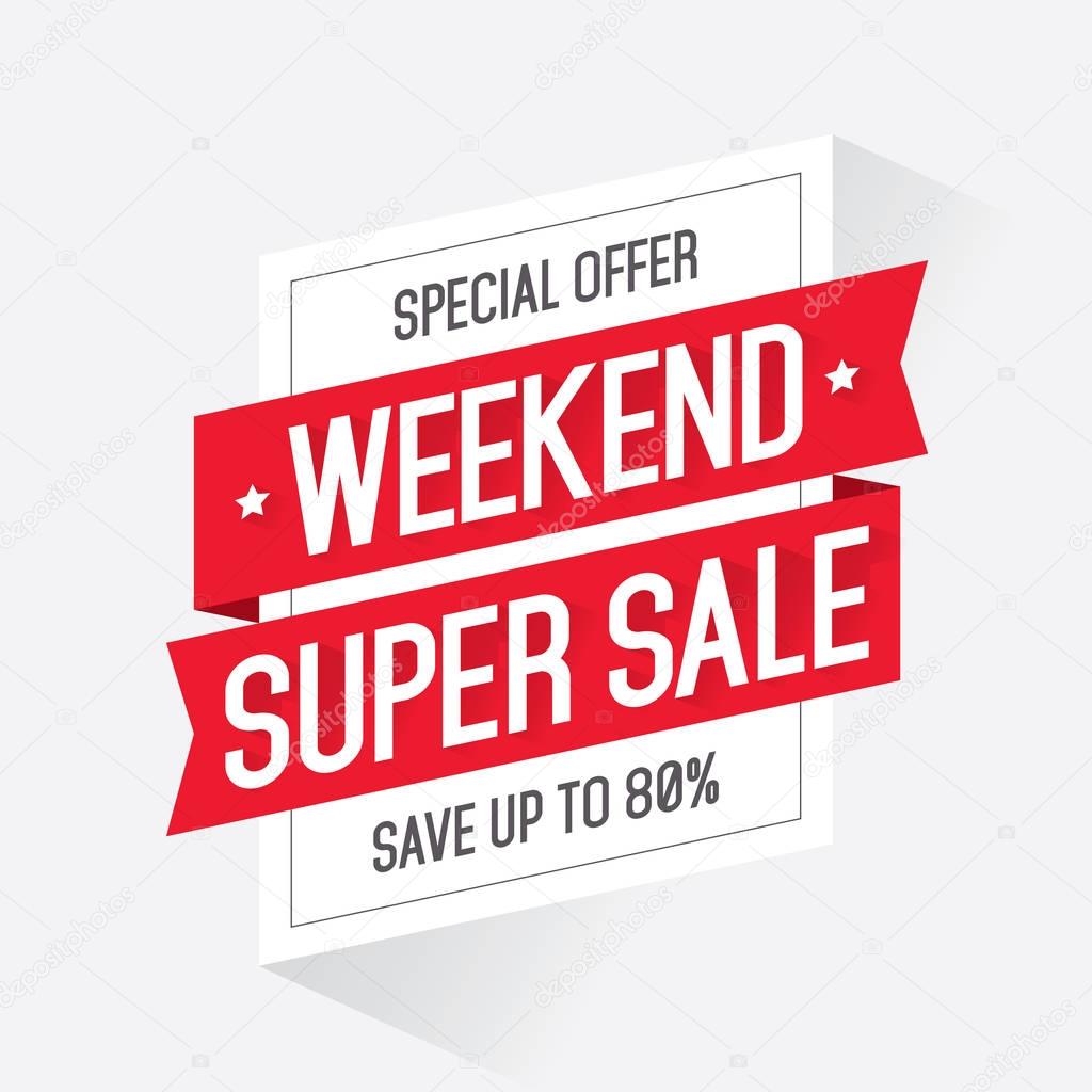 Weekend Super Sale Discount Tag with Shadow