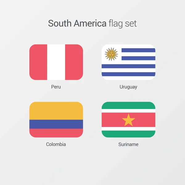 South America flat flags set — Stock Vector