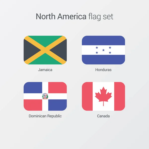 América del Norte banderas planas conjunto — Vector de stock