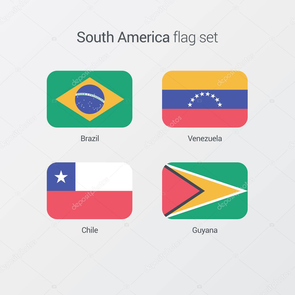 South America flat flags set 