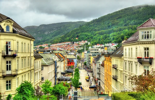 Vista de Torgallmenningen, la plaza principal de Bergen — Foto de Stock