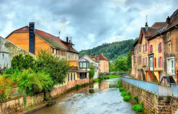 Utsikt över Moyenmoutier, en stad i bergskedjan Vogeserna - Frankrike — Stockfoto