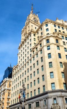 Gran Via sokak - Madrid, İspanya Telefonica binada