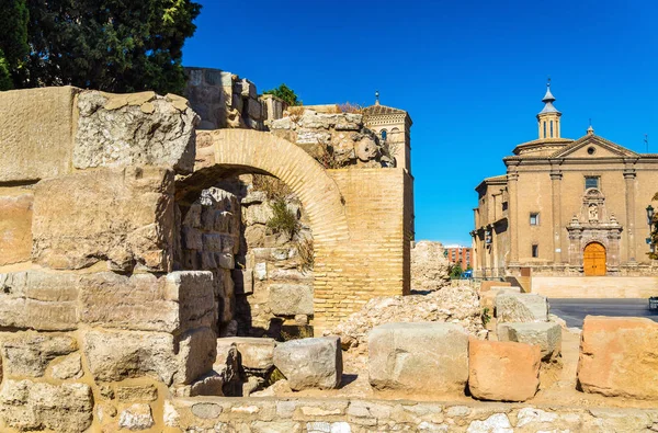 Romeinse verdedigingsmuur in Zaragoza, Spanje — Stockfoto