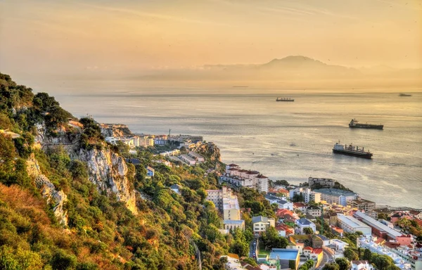 Vista da Rocha de Gibraltar para Marrocos — Fotografia de Stock