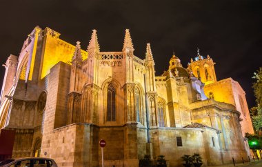 Tarragona Cathedral akşam. Catalonia, İspanya