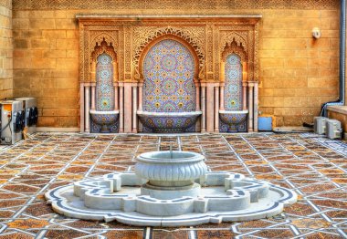 Fountain at the Mausoleum of Mohammed V in Rabat, Morocco clipart