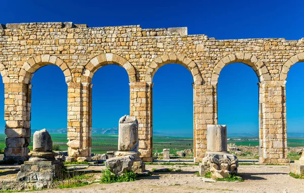 Ruinas de una basílica romana en Volubilis, Marruecos — Foto de Stock